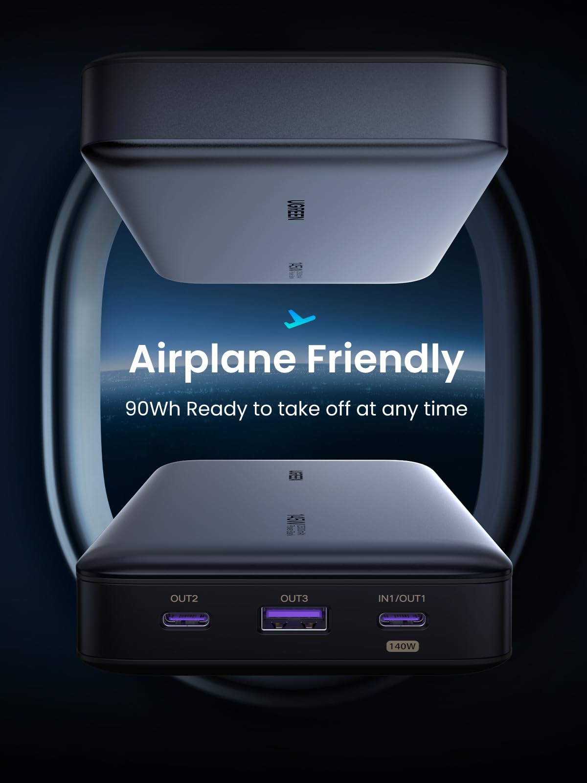 (Bundle) 145W Power Bank + 3.3FT 100W USB-C Cable 2 Pack